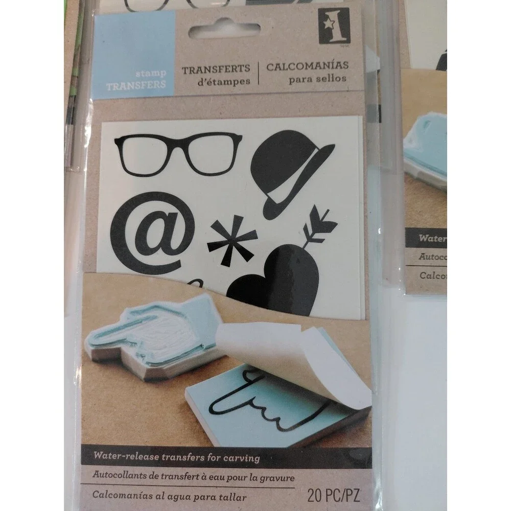 Inkadorinkado Crafting Lot: Unmounted Stamps, Sticky Stencils, Carving Transfers